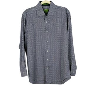 Bristol & Bull Classic Cotton Blue White Gingham Button Down Men's Large Shirt